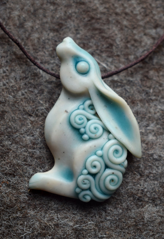 Moon Gazing Hare pendant (b4)
