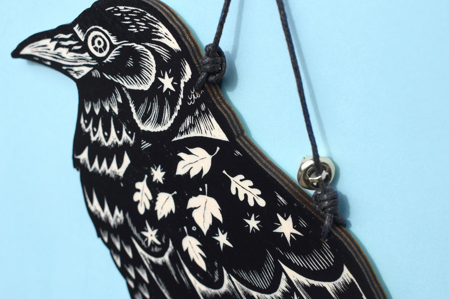 Crow Wall hanging - Wood, Screen printed by hand (b31)