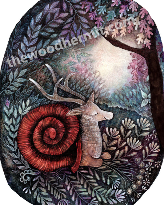 Deer Snail DIGITAL DOWNLOAD art print