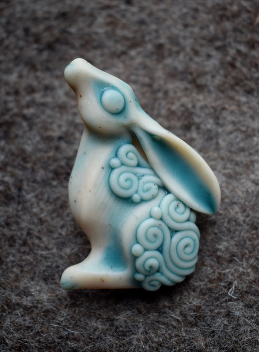Moon Gazing Hare Brooch (b4)