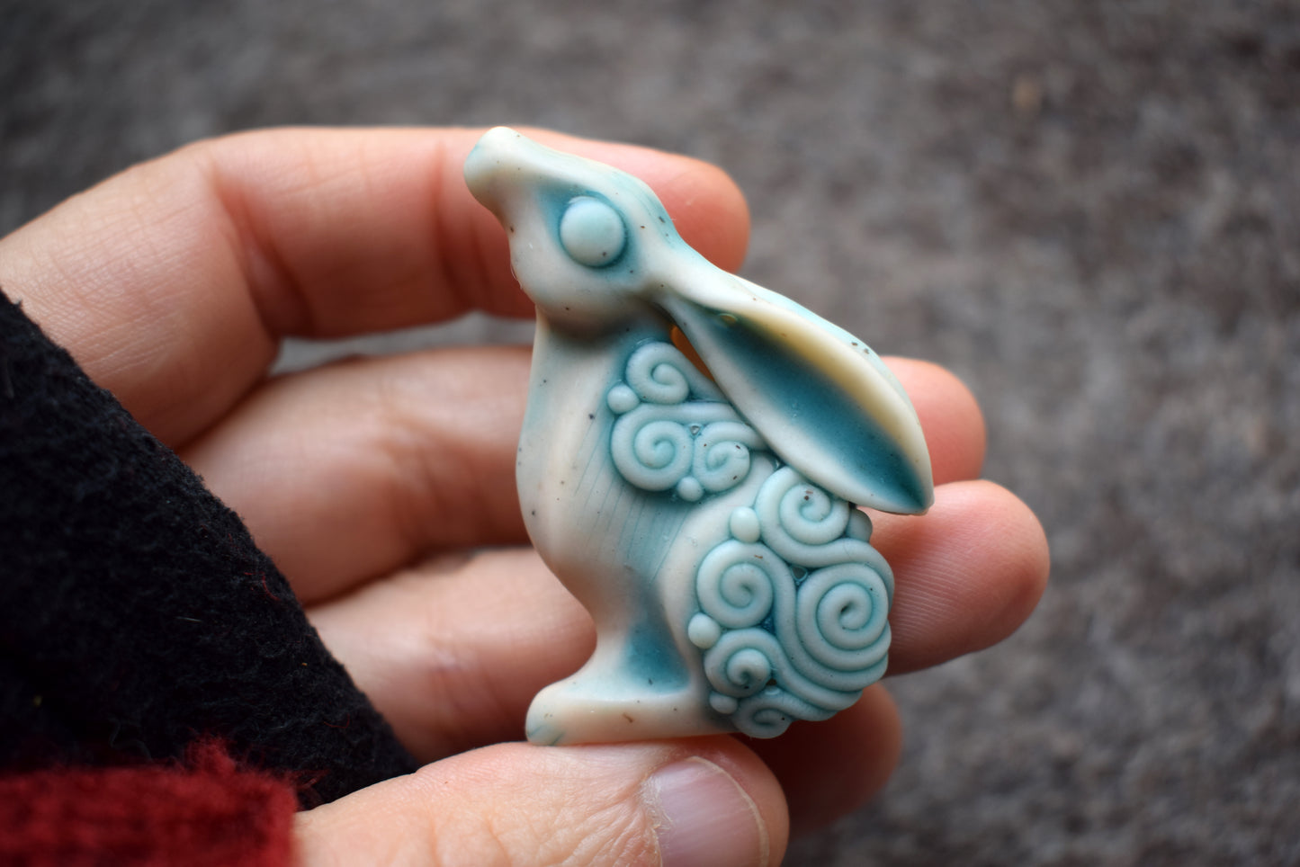 Moon Gazing Hare Brooch (b4)