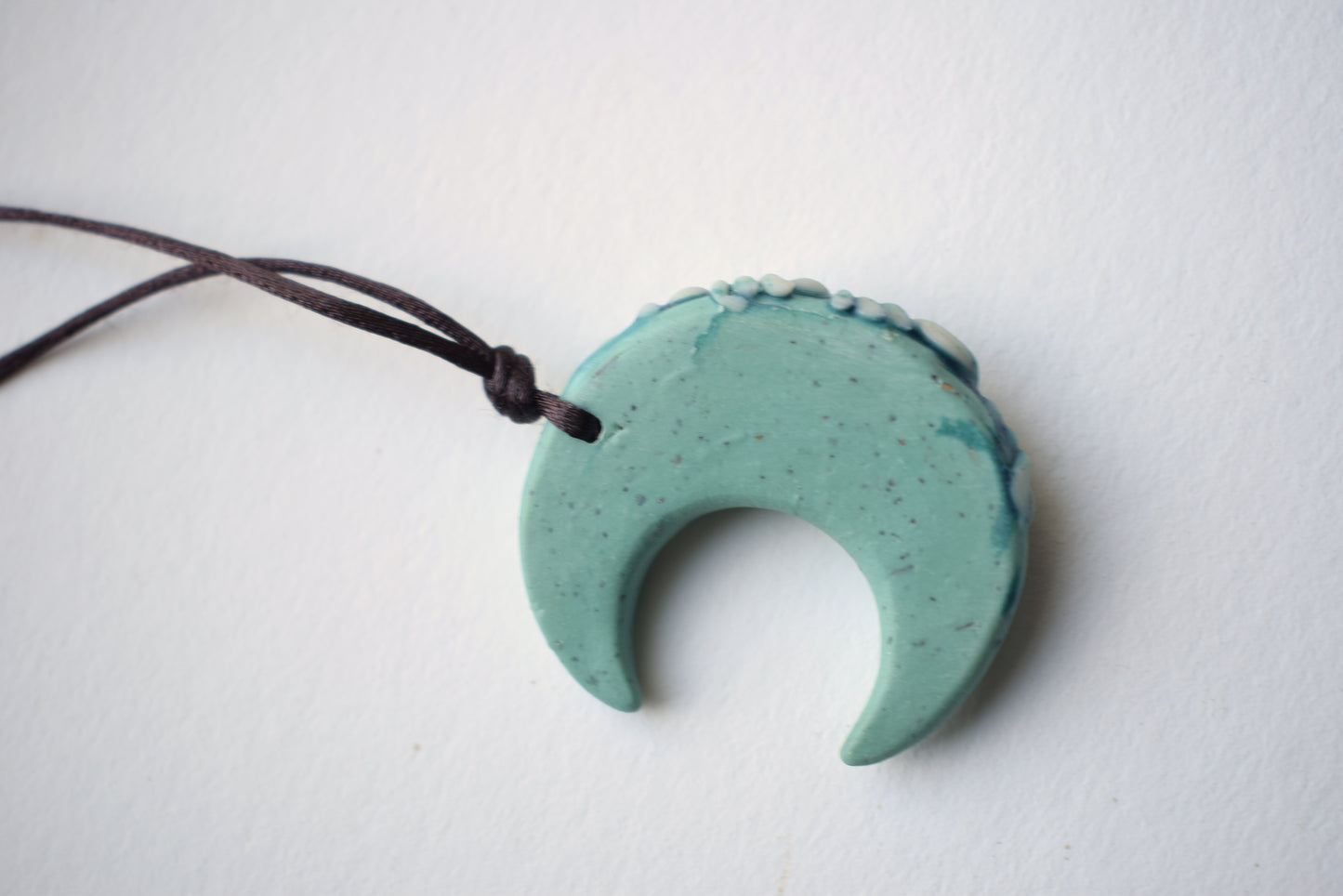 Green Swirls Polymer Clay Pendant 2 (b1)