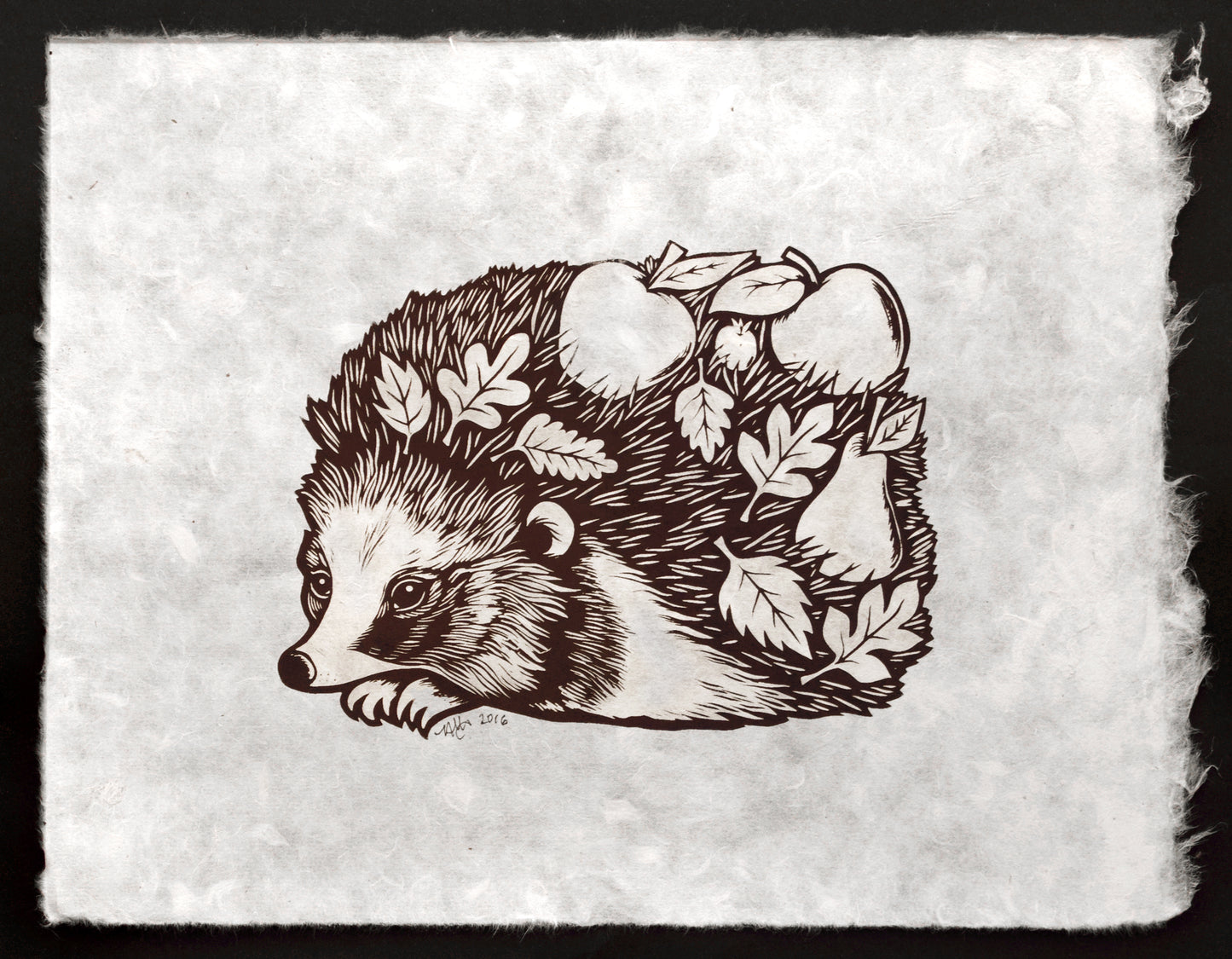 Edith the Hedgehog - Screenprint on Mitsumata (b29)