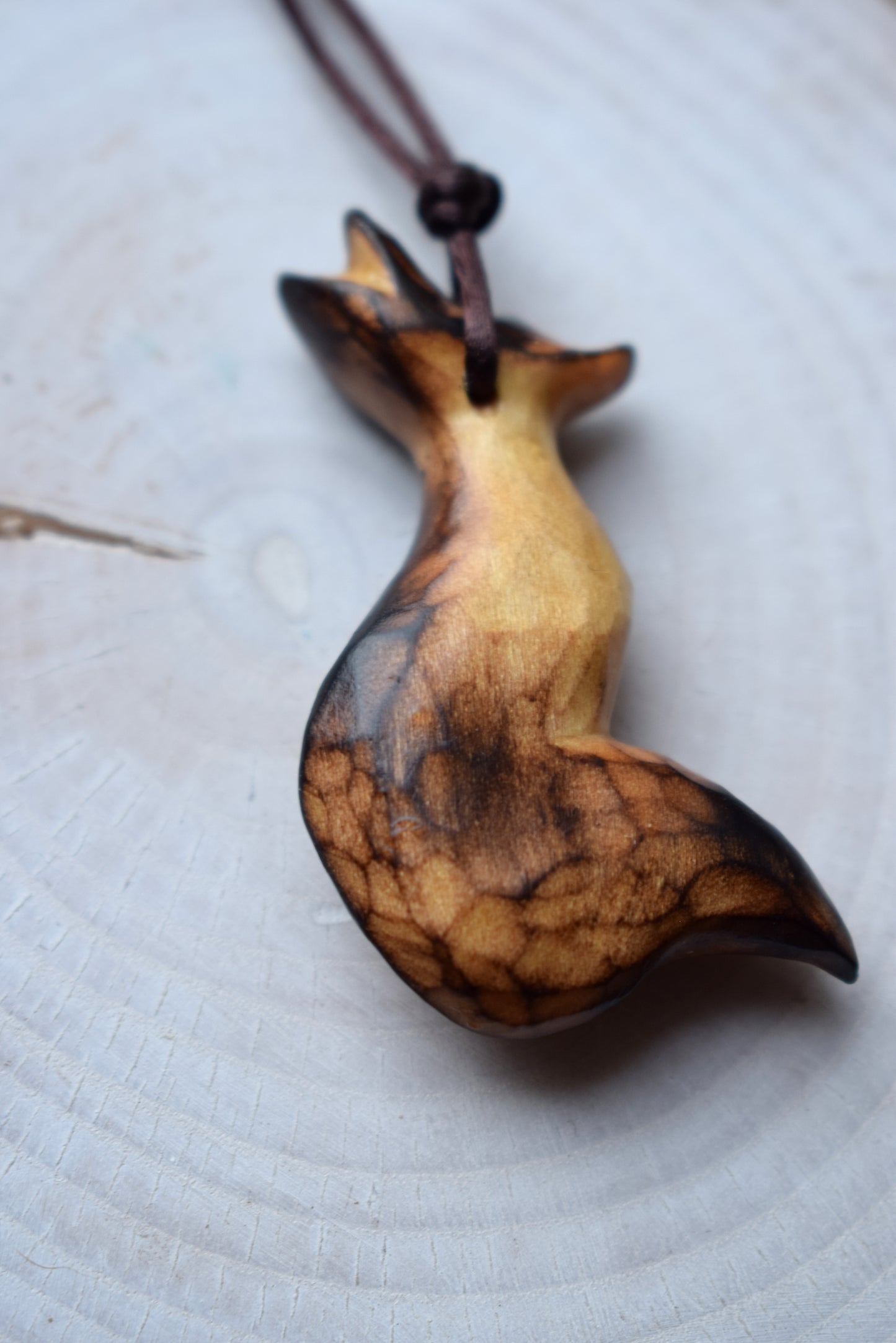 Lime Wood Fox Pendant necklace