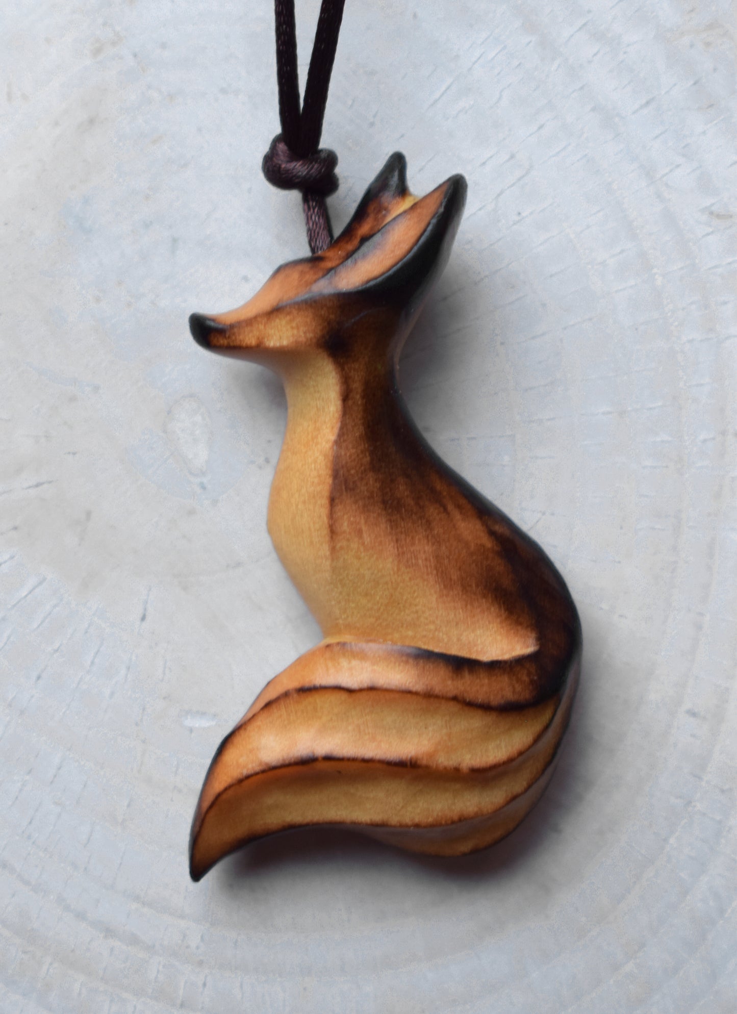 Lime Wood Fox Pendant necklace