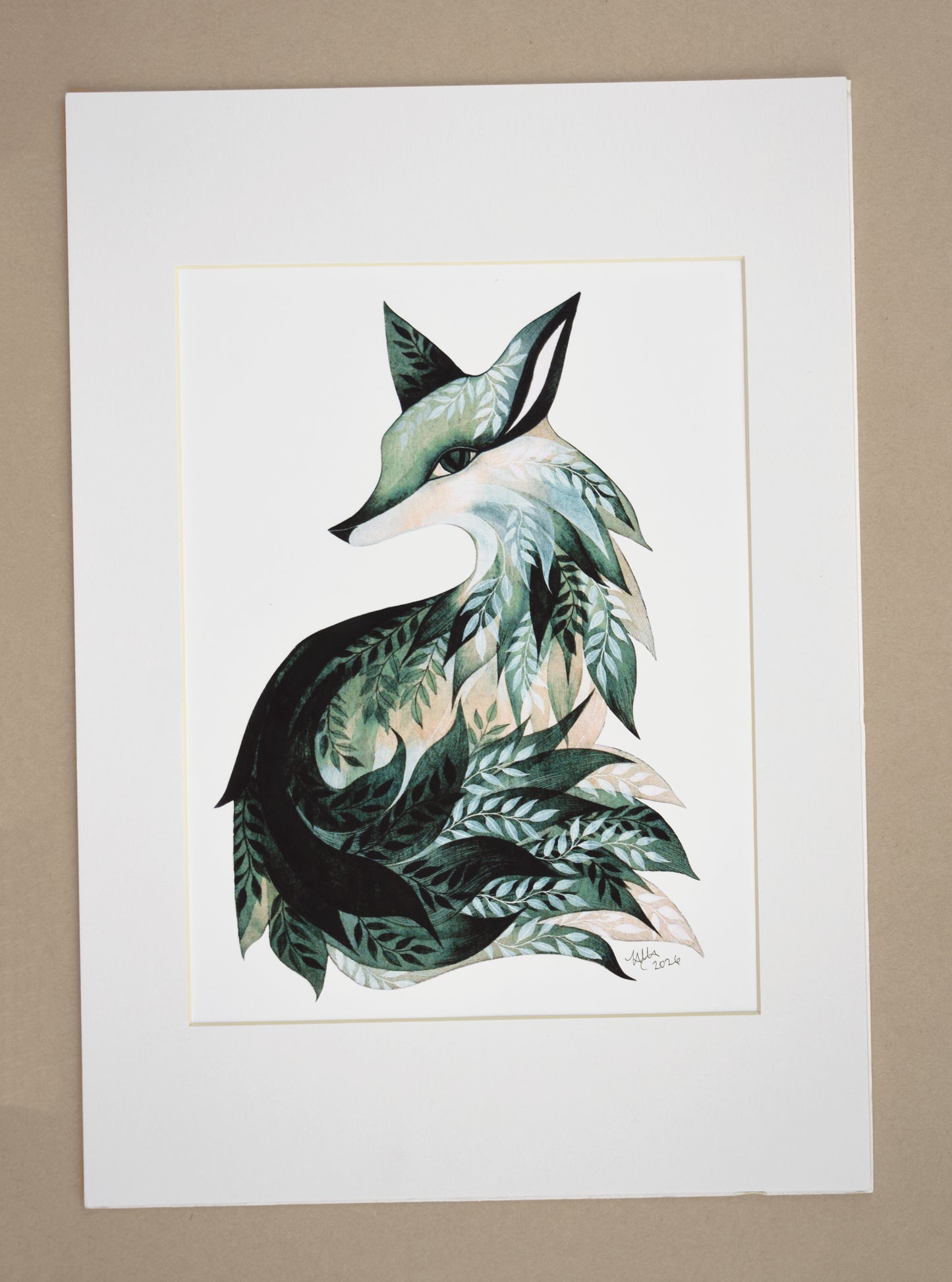 Green Fox - Giclee Print (mounted, unframed)