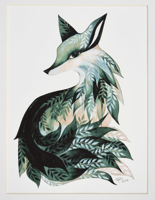 Green Fox - Giclee Print (mounted, unframed)