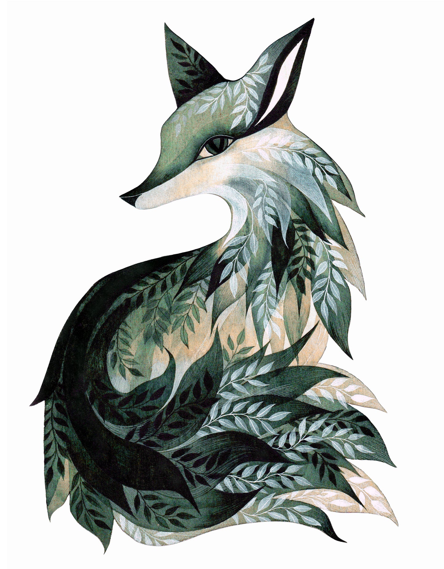 Green Fox - Giclee Print (mounted, unframed)