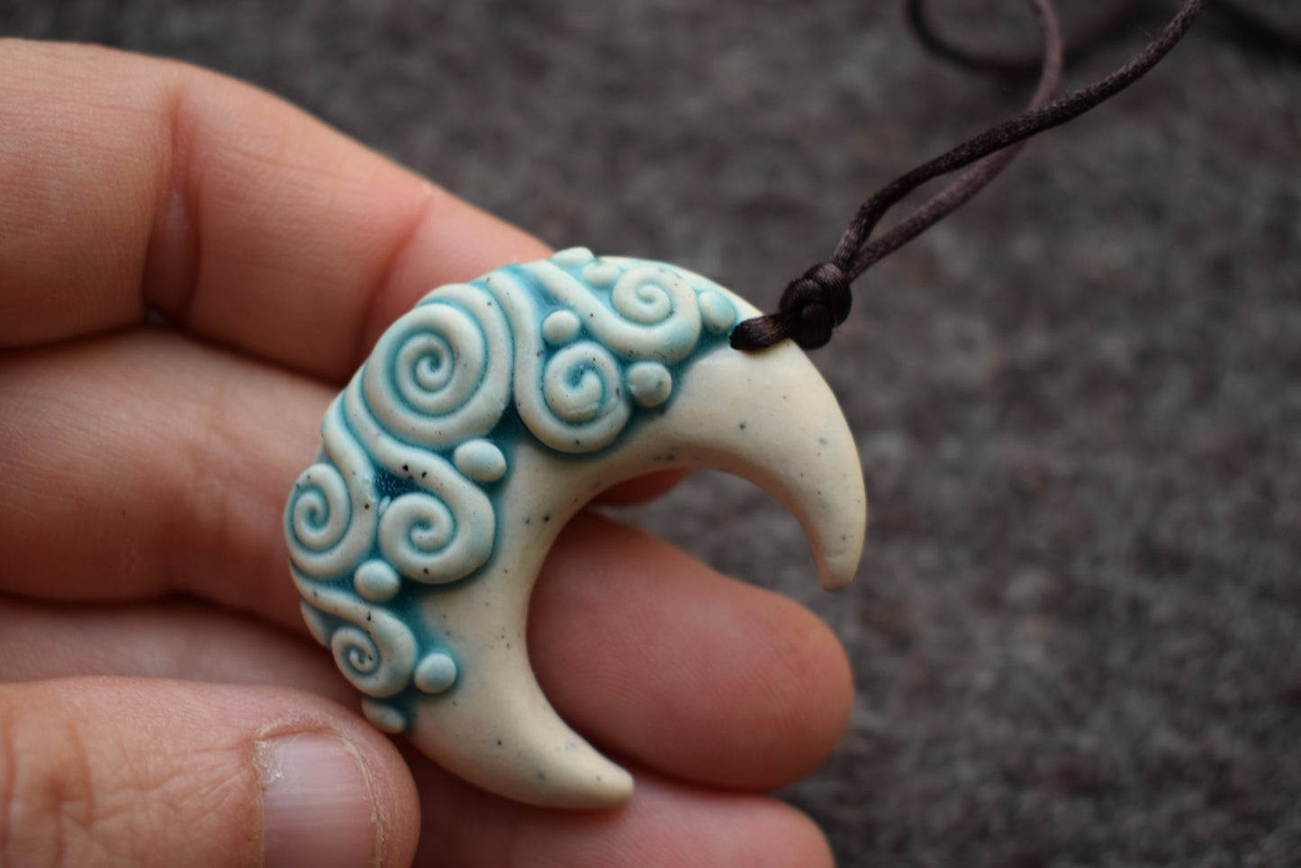 Moon Polymer Clay Pendant (b13)