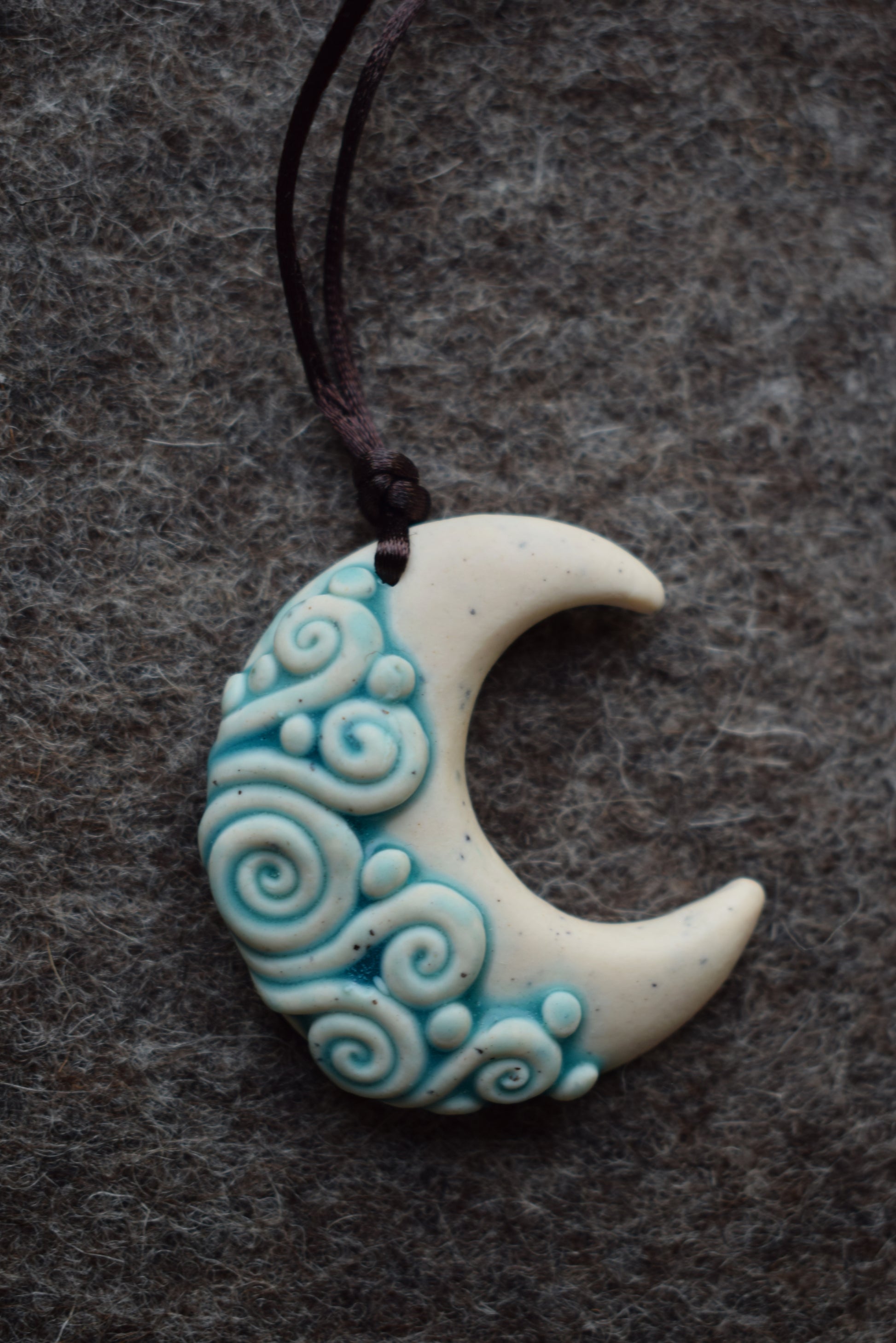 Moon Polymer Clay Pendant (b13) - Main Image