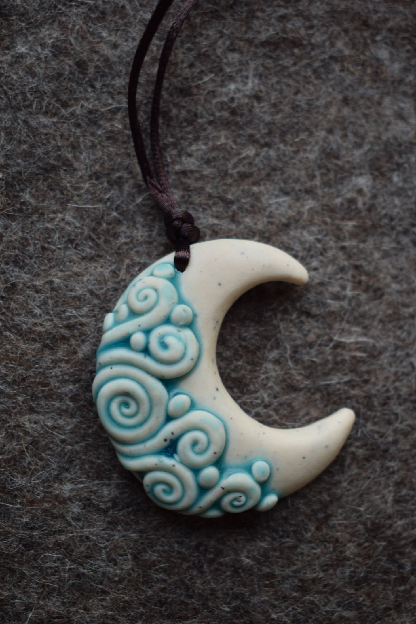 Moon Polymer Clay Pendant (b13)