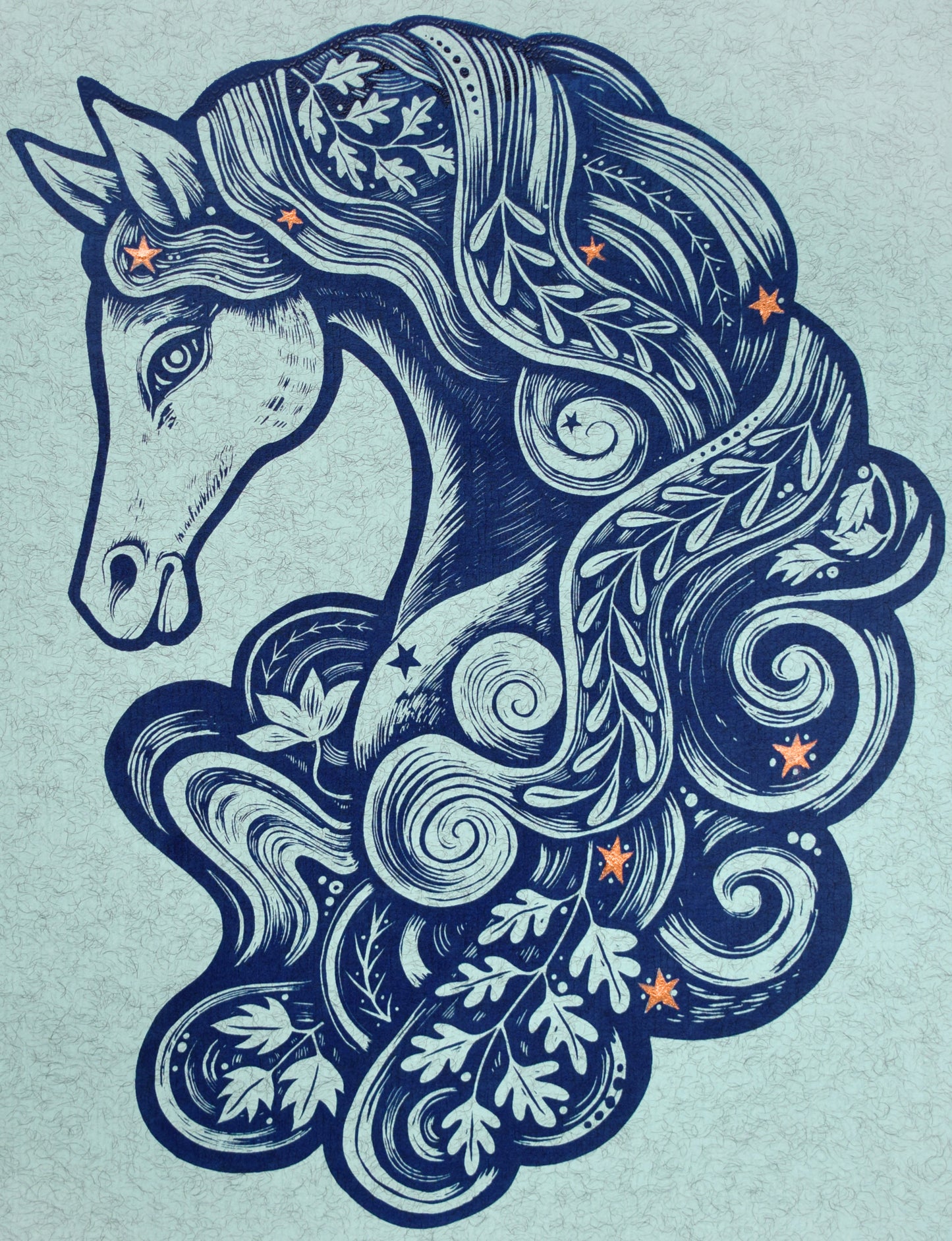 Kelpie - Screen print with copper hand painted stars