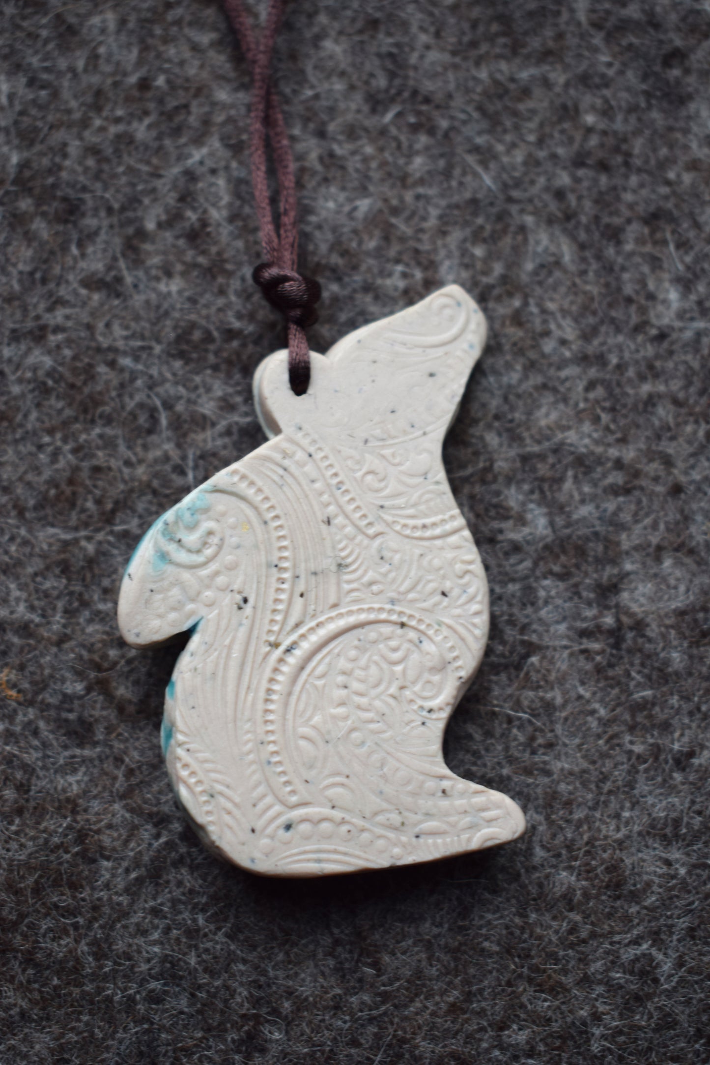 Aqua Moon Gazing Hare pendant (b10)