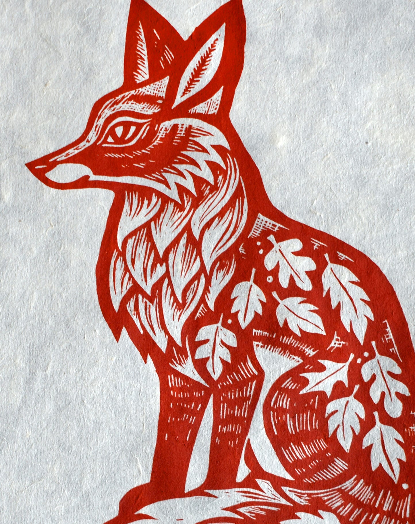 Burnt Orange Fox Screenprint on Mitsumata (b24)