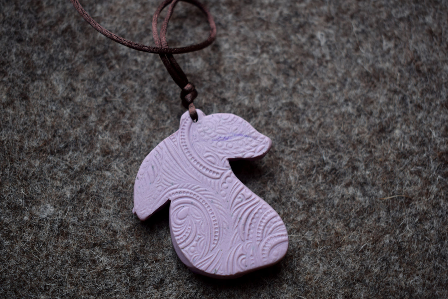 Purple Rabbit Polymer Clay Pendant
