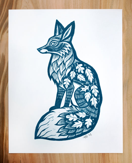 Fox - Lino Print on Paper
