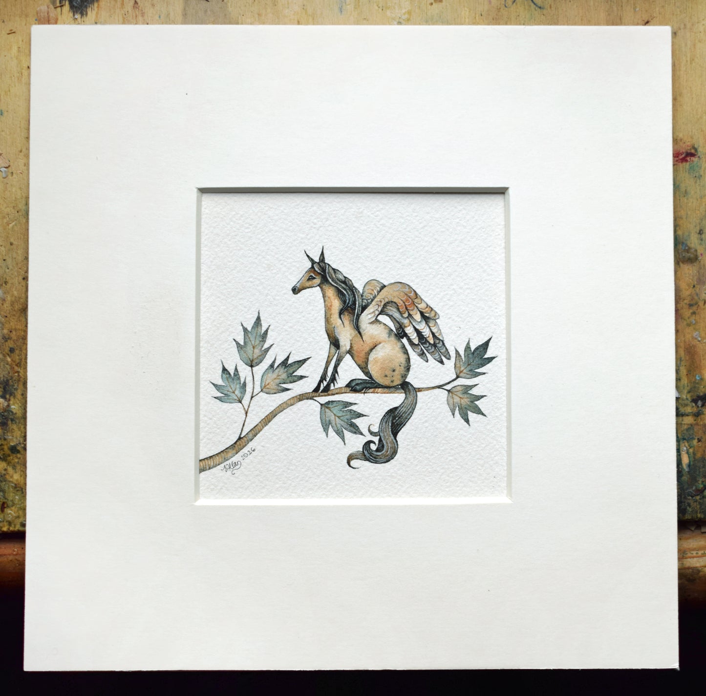 Hedgerow Pegasus - Original Watercolour in Mount