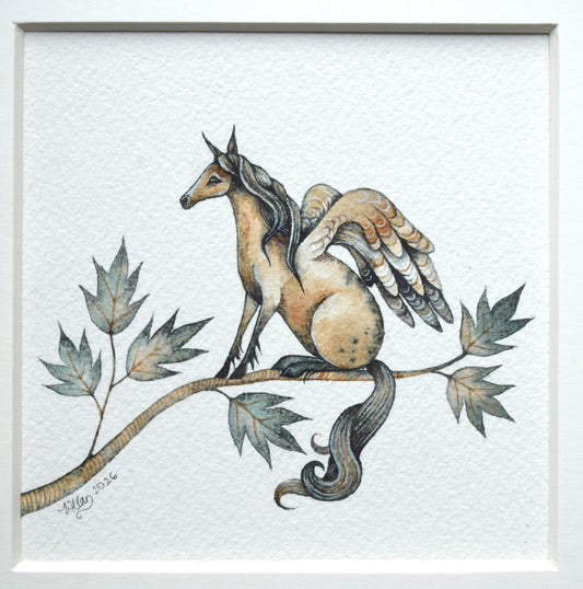Hedgerow Pegasus - Original Watercolour in Mount