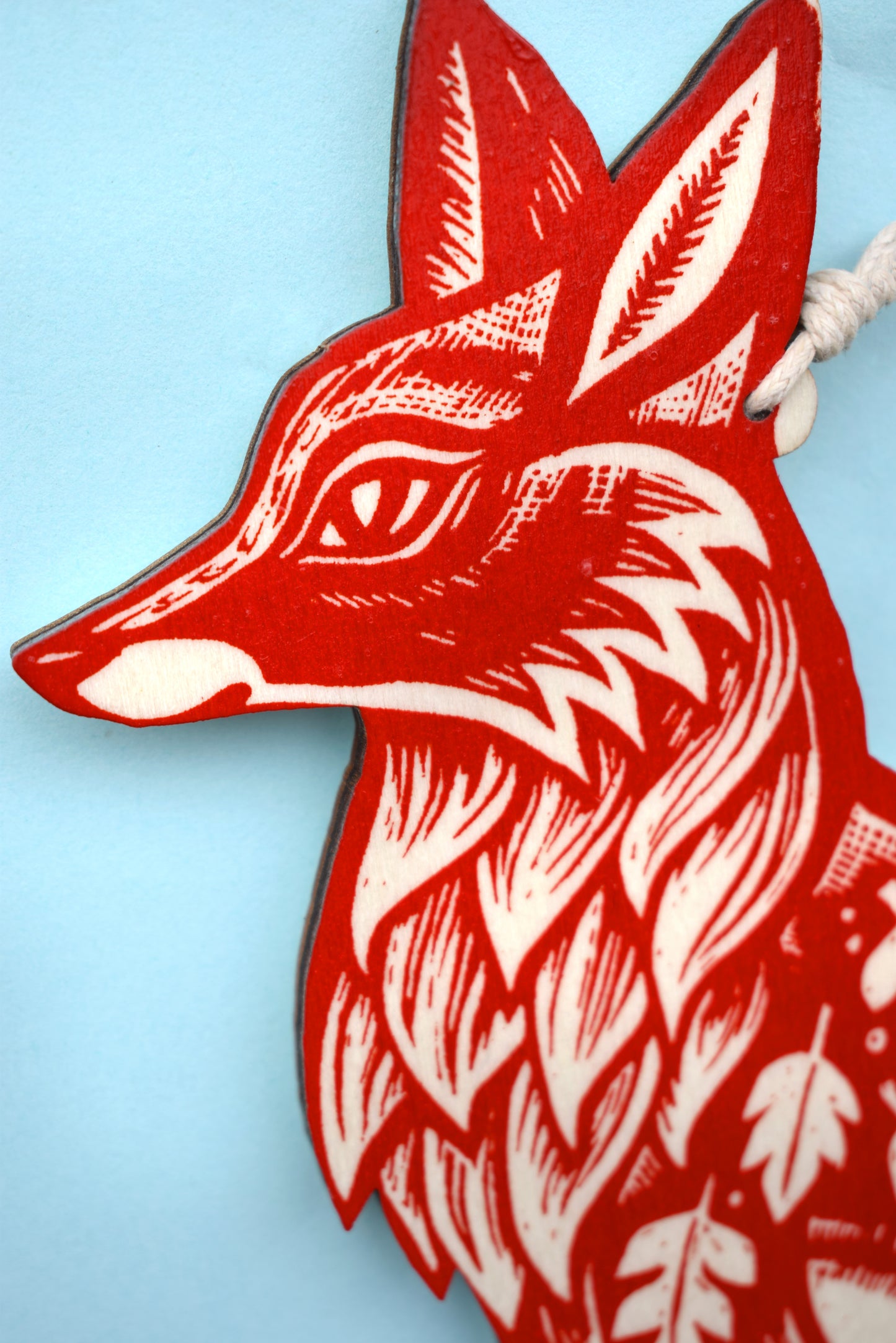 Red Fox - Screen printed wood Wall Hanging (b22)