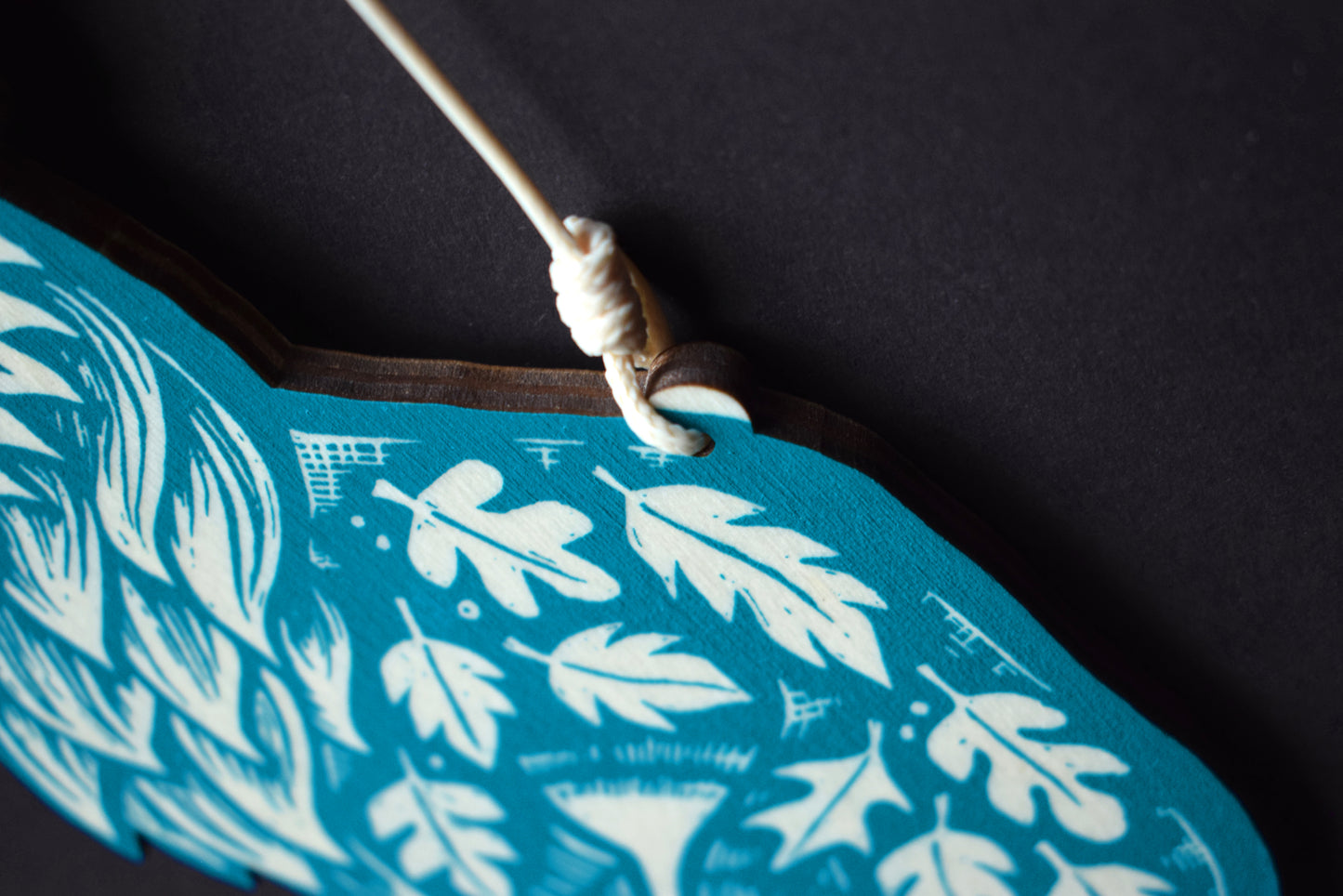 Teal Wooden Fox Wall Hanging (b28)