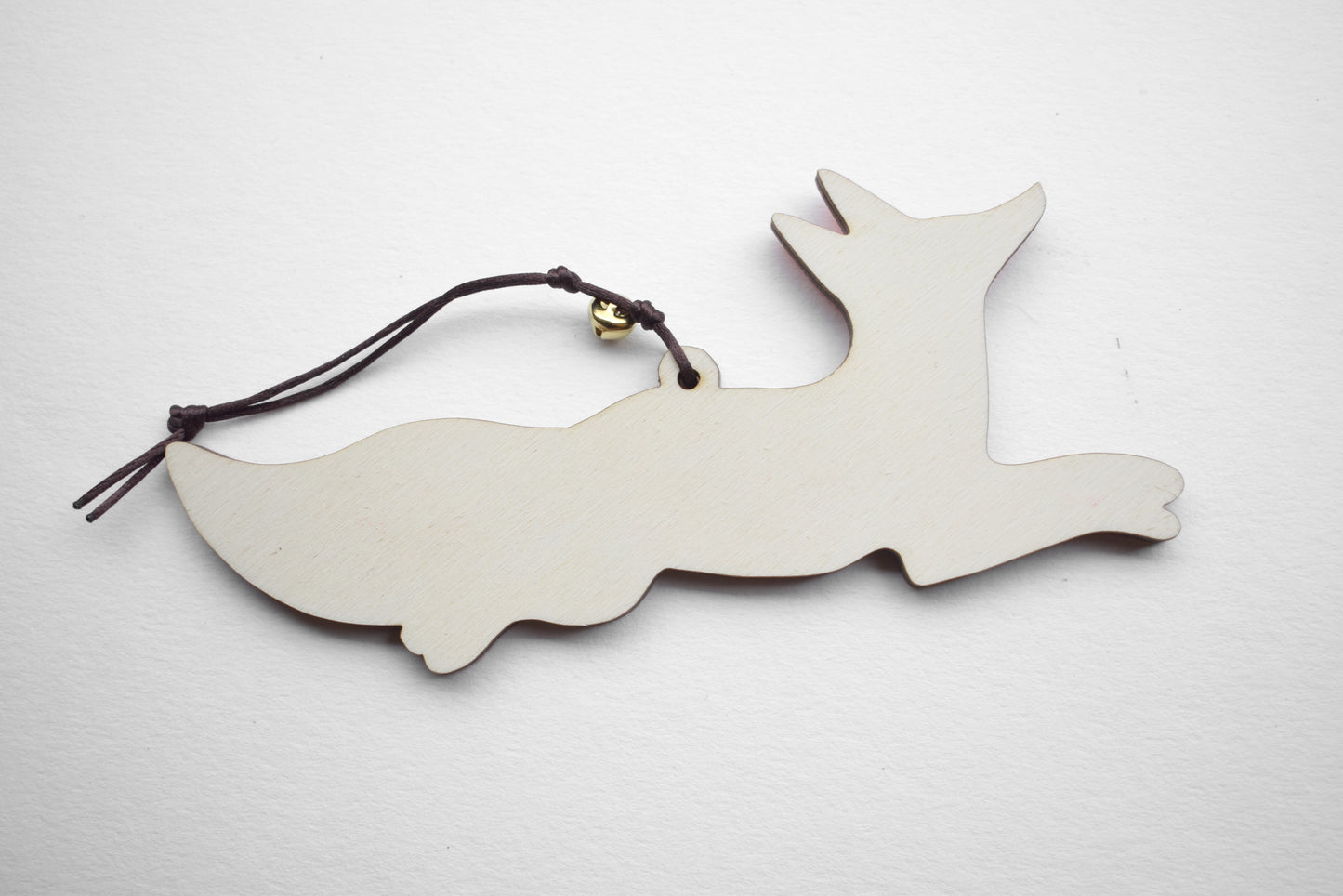 Christmas/Yule Fox - Lino print on wood ornament